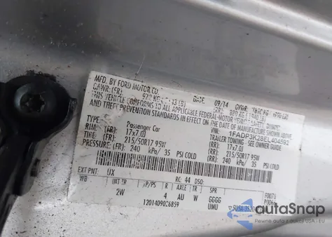 2014 Ford Focus Se z USA, uszkodzony, nr VIN 1FADP3K28EL404592